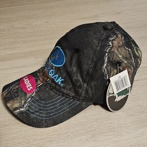 Mossy Oak Women's Black Camo Cap with Blue Logo